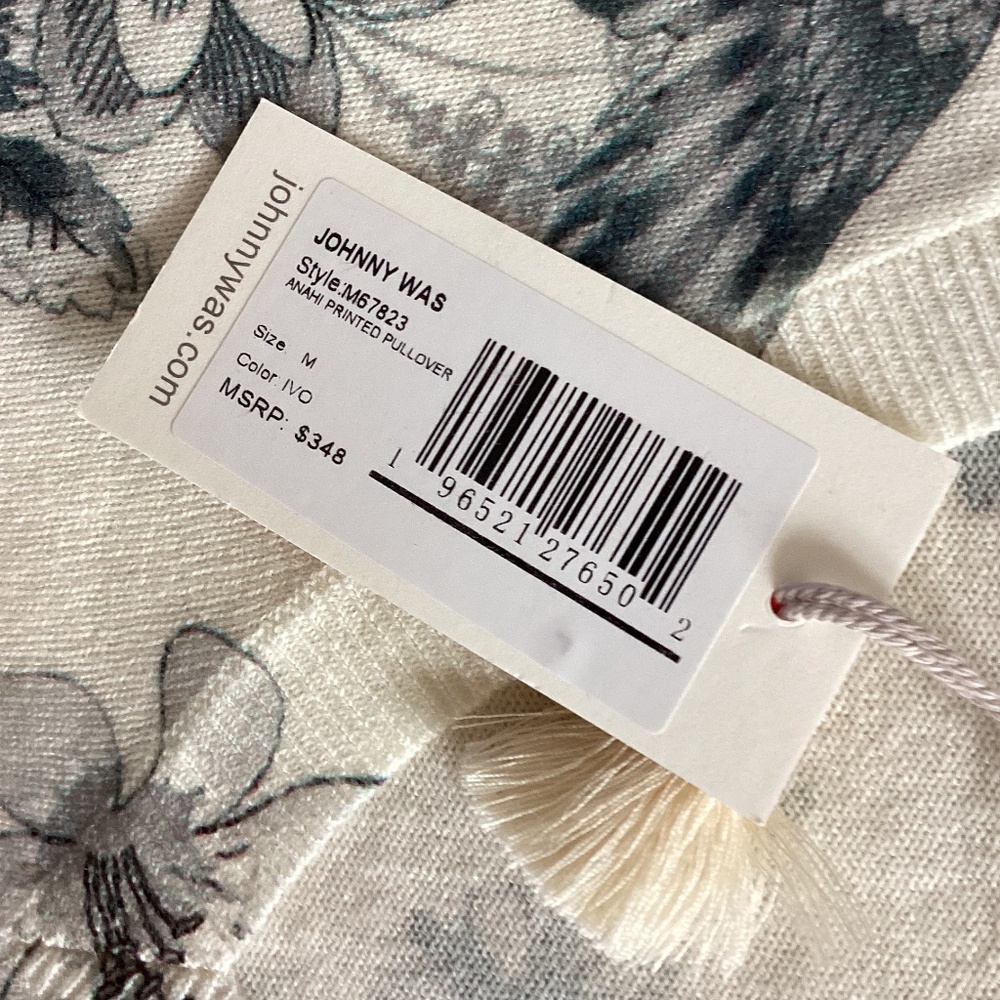 👍SOLD👍Johnny Was Anahi Printed Pullover Ivory V-Neck Long Sleeve Cashmere/Wool - Picture 9 of 13